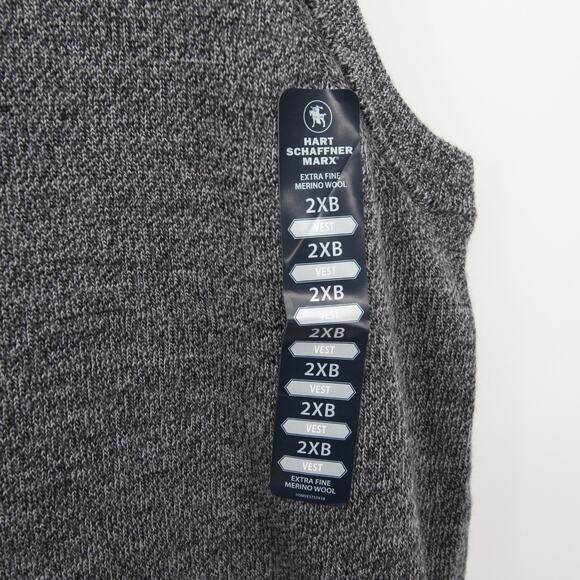 Hart Schaffner Marx Sweater Vest Gray Men's Extra Fine Merino Wool V Neck NWT 2X - Picture 6 of 11
